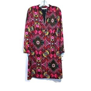 Trina Turk Pink and Brown Long Sleeve Dress